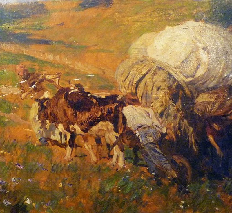  128-Ettore Tito-La raccolta del fieno-1911-dettaglio 